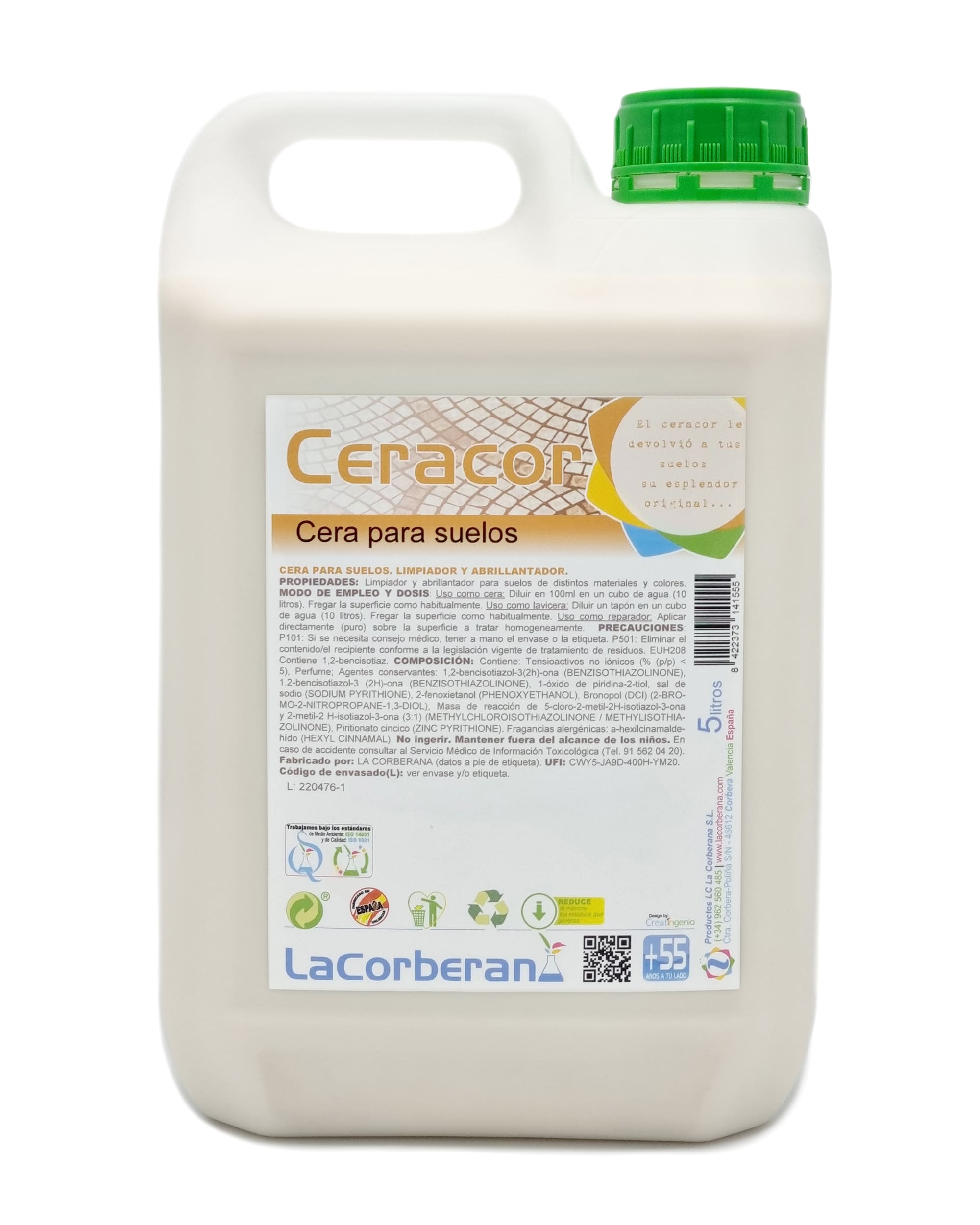 Cera para suelos que proporciona un acabado brillante y duradero