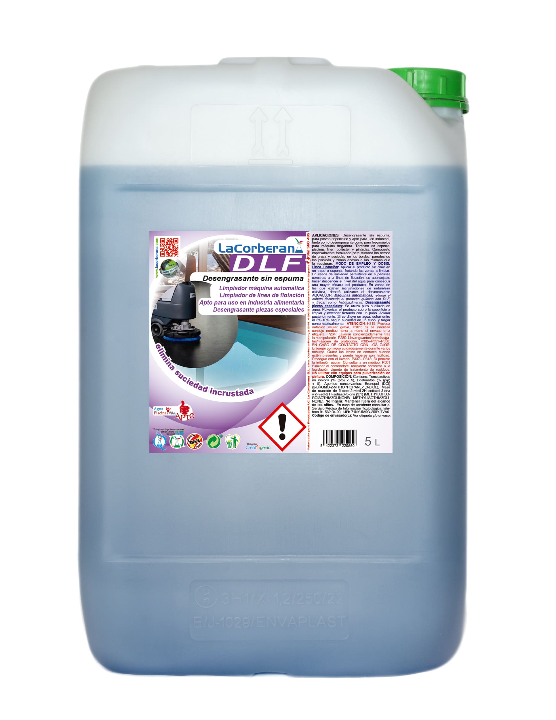 Desengrasante industrial concentrado, elimina la grasa sin generar espuma, ideal para grandes instalaciones y procesos de limpieza intensivos.
