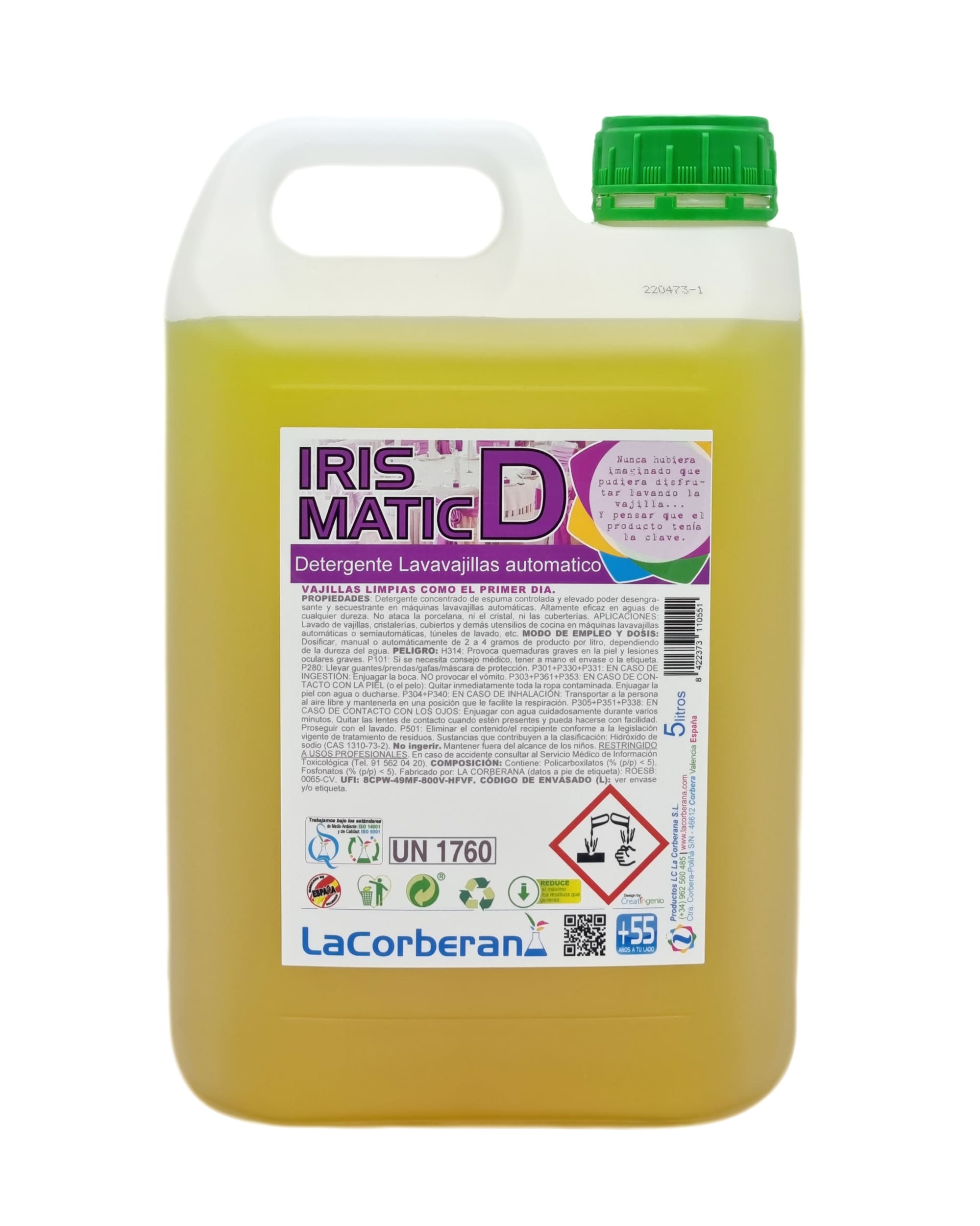 Detergente para lavavajillas automáticos profesionales, asegura una limpieza perfecta y sin esfuerzo, ideal para cocinas industriales y grandes volúmenes de lavado.