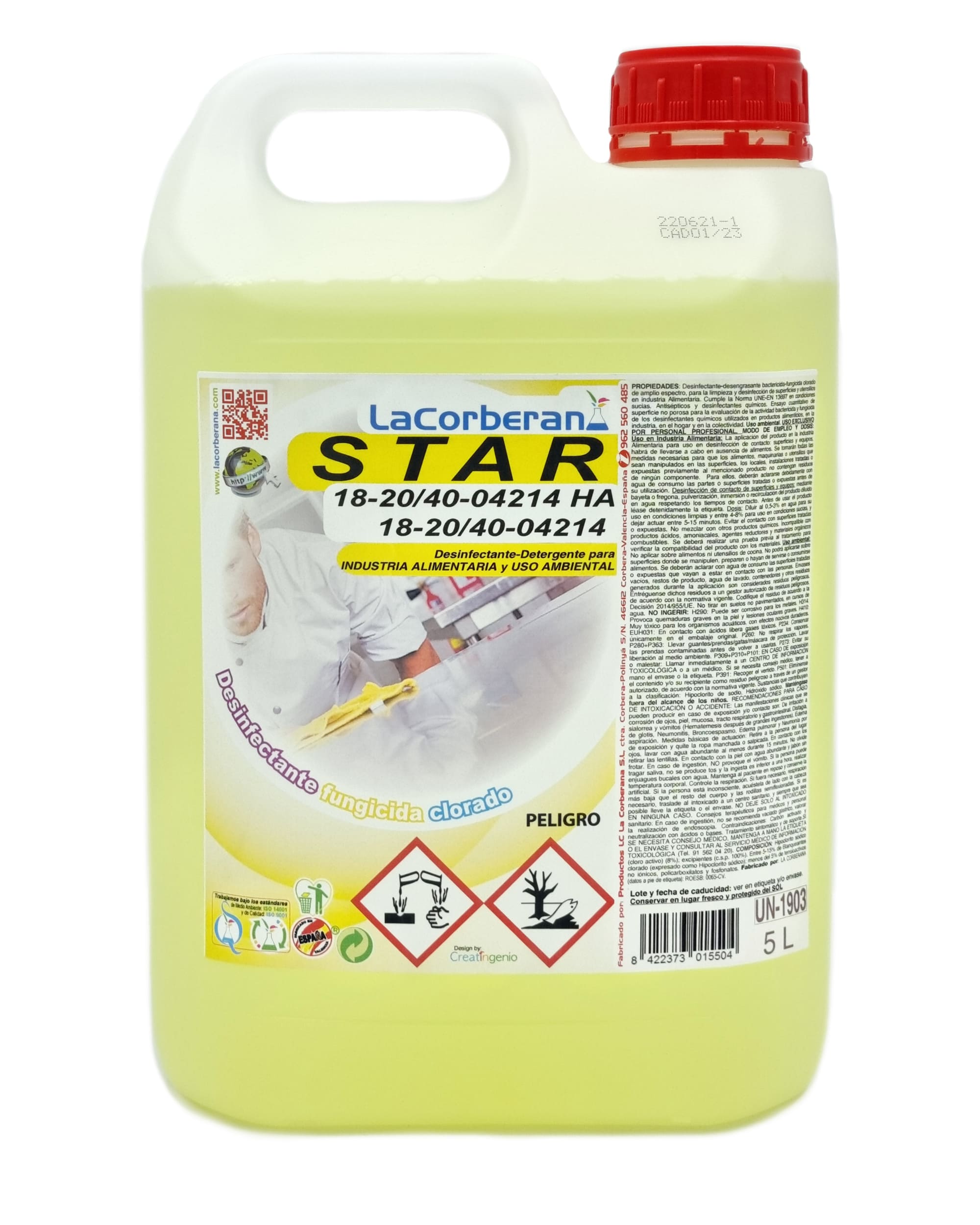 Desinfectante clorado con espuma, ideal para superficies difíciles y áreas de alto tránsito.