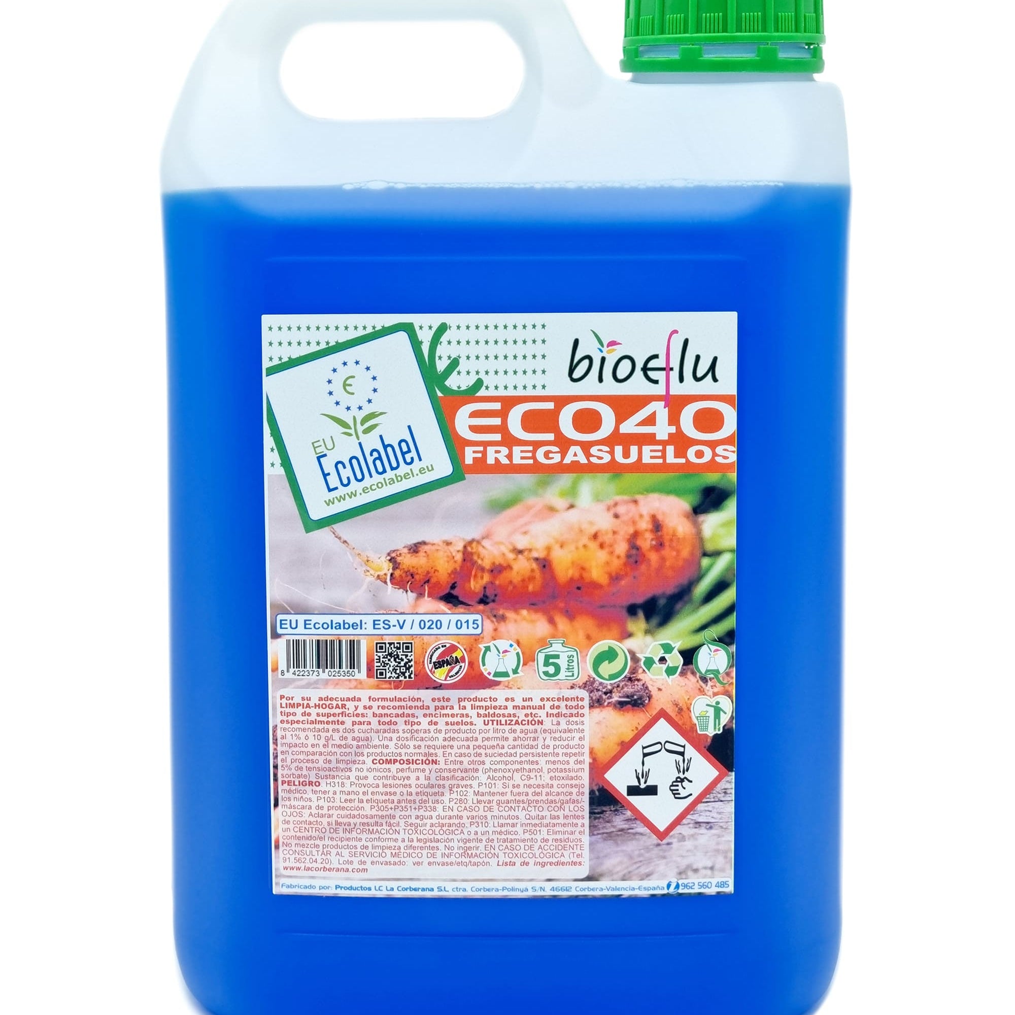 Fregasuelos Ecológico con certificación Ecolabel, ideal para una limpieza diaria respetuosa con el medio ambiente en todo tipo de suelos.