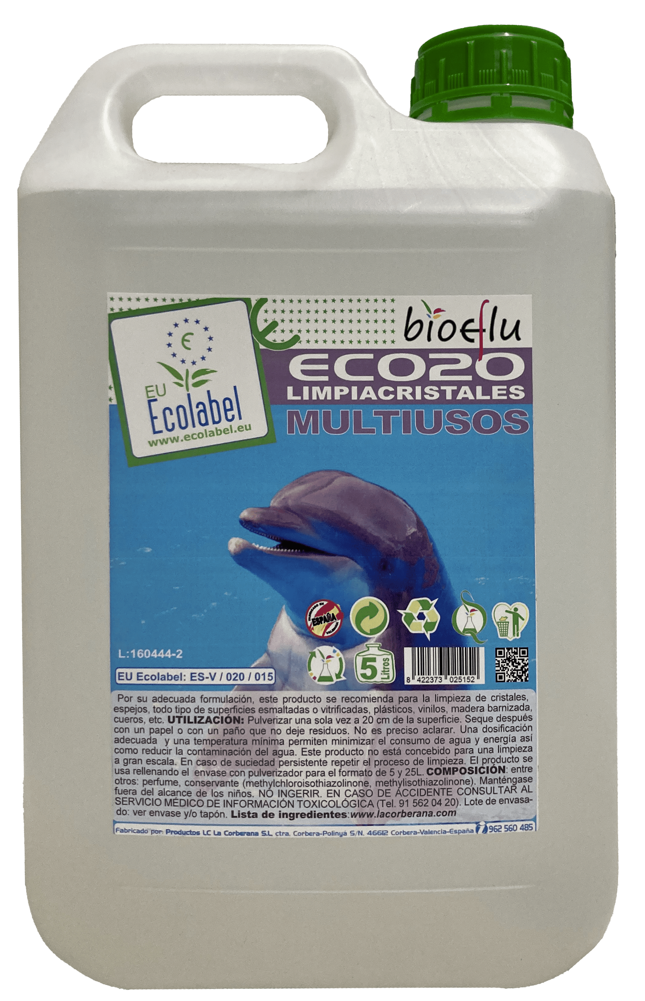 Limpia cristales multiusos ecológico con certificación Ecolabel